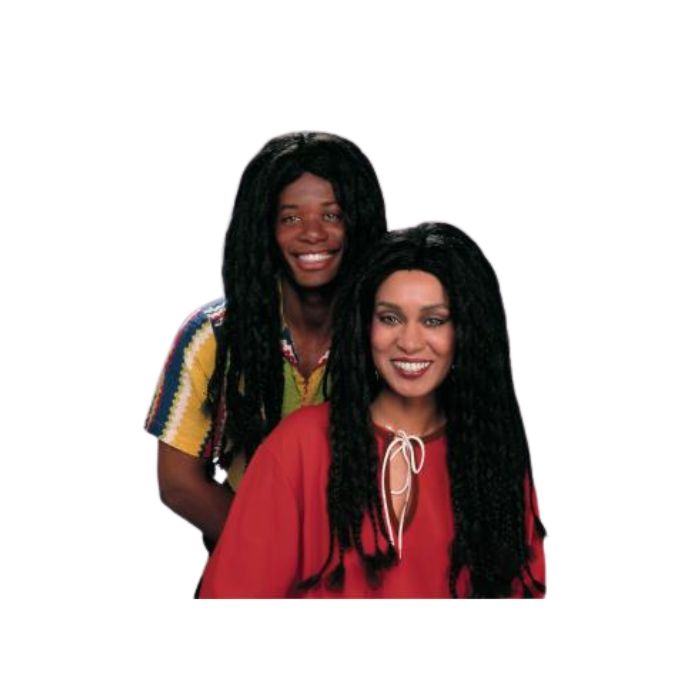 Perruque adulte noire rasta longue