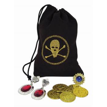 Sac d'argent et de bijoux tête de mort