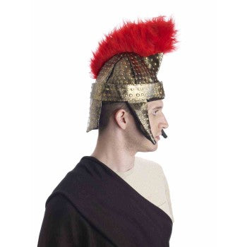 Casque de gladiateur doré et rouge