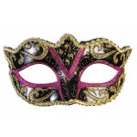 Demi-masque noir, or et rouge