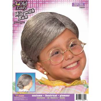 Perruque enfant fille grise vieille dame