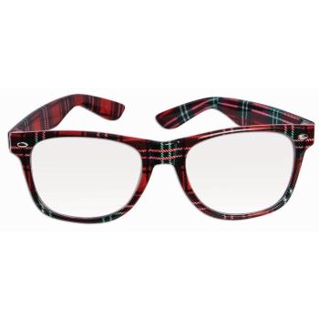 Lunette de nerd carrelé noir et rouge