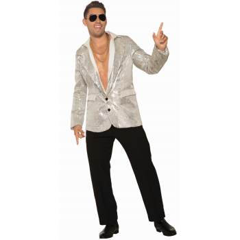 Costume homme veste à paillettes argent (XL)