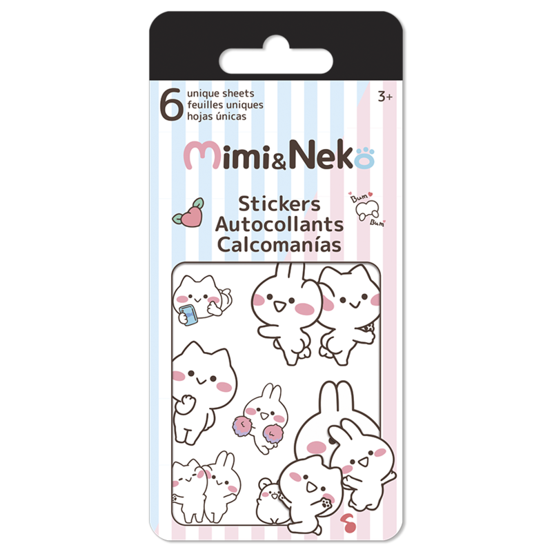Mini carnet d'autocollants Mimi et Neko (6 feuilles)