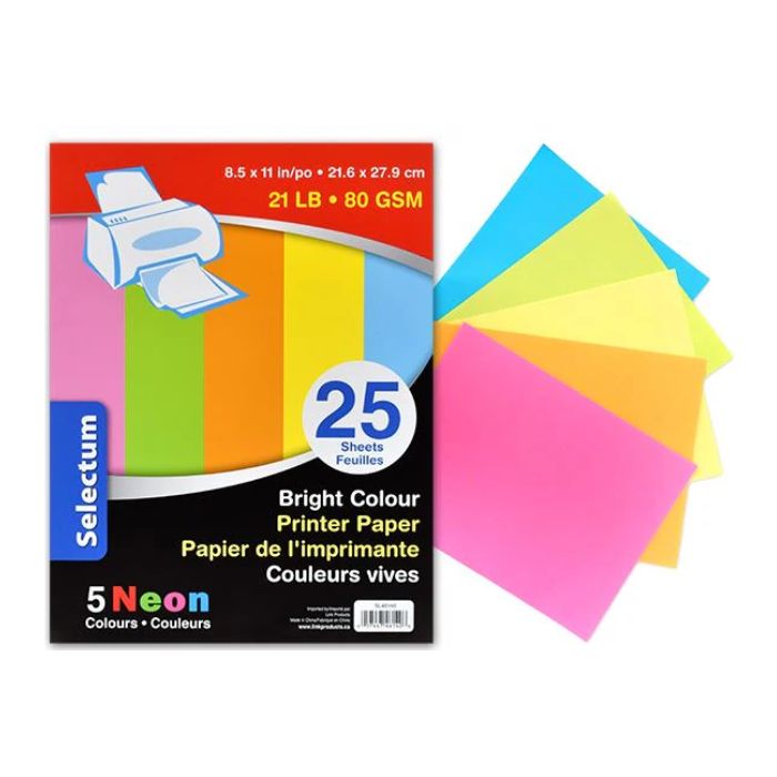 Feuille 8,5 po x 11 po couleur néon Selectum (paquet de 25)