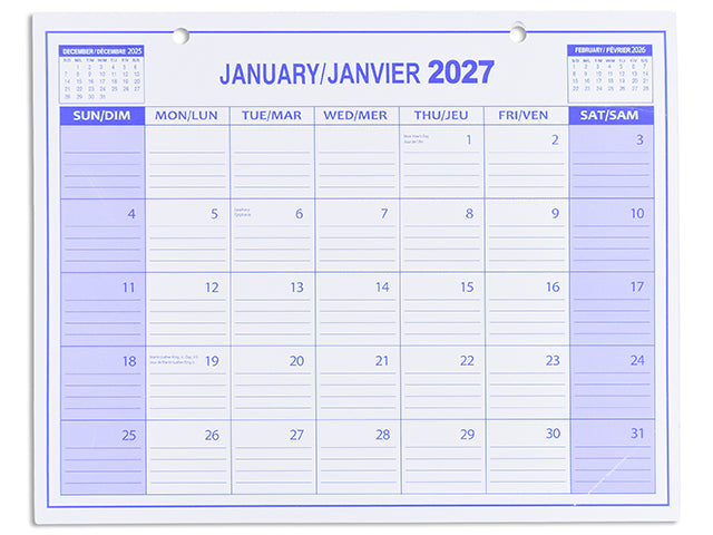 Calendrier de bureau 8,75 po x 11 po 12 mois