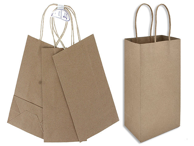 Sac cadeau moyen 5 po x 9 po x 3 po kraft (paquet de 3)
