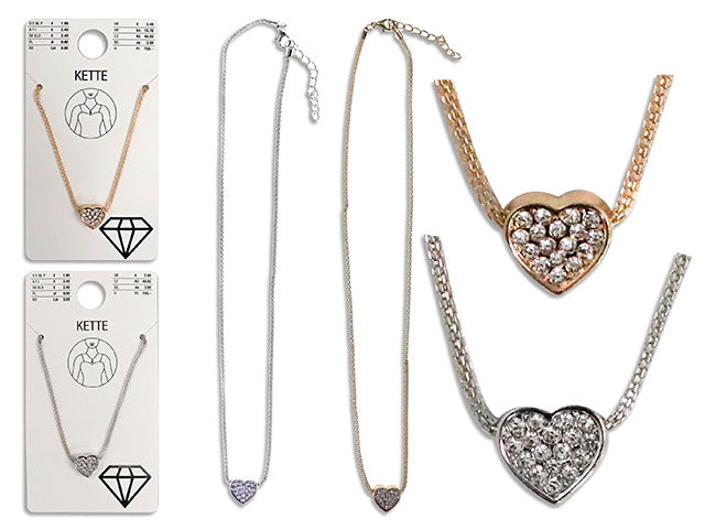 Collier avec pendentif en cœur argent ou or 16 po