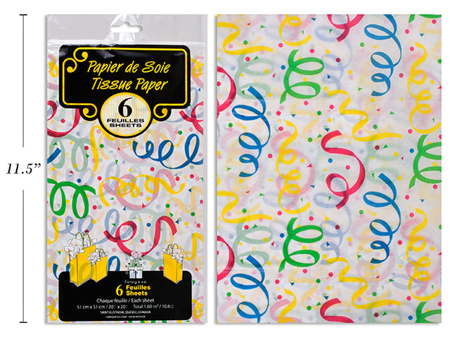 Papier de soie 20 po x 20 po confettis (paquet de 6)
