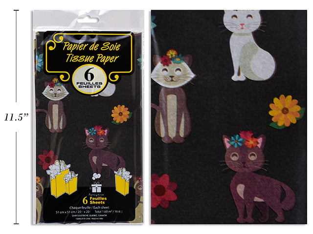Papier de soie 20 po x 20 po chats (paquet de 6)