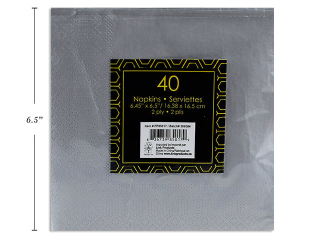 Serviette de table en papier argent (paquet de 40)