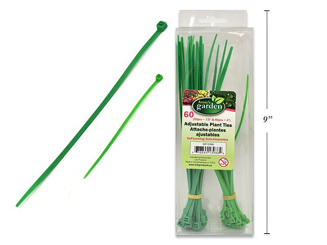 Attache de nylon 2 grandeurs pour plante vert (paquet de 90)