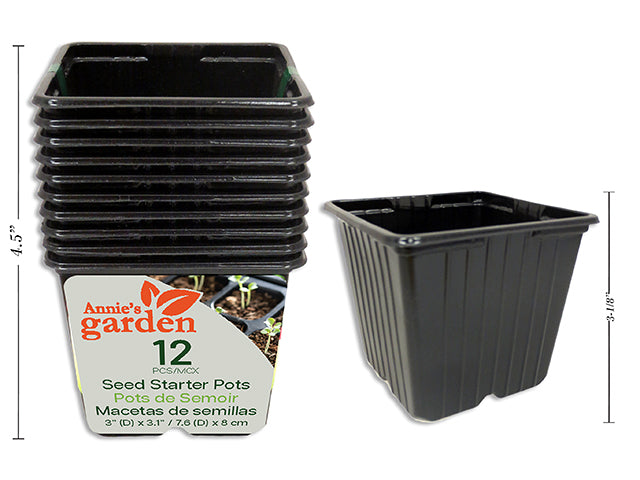 Pot d'empotage en plastique carré 3,5 po (paquet de 12)