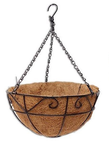 Jardinière à suspendre en métal avec doublure 12 po en fibre de noix de coco