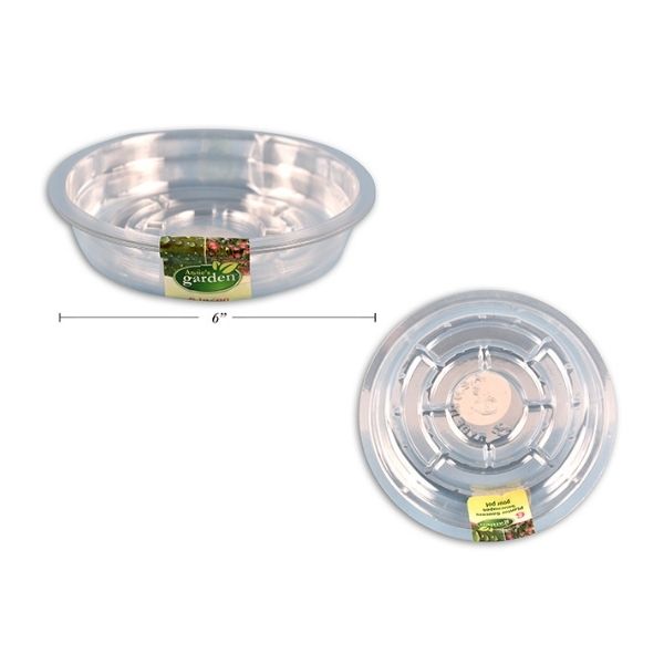 Soucoupe en plastique transparente 6 po (paquet de 6)