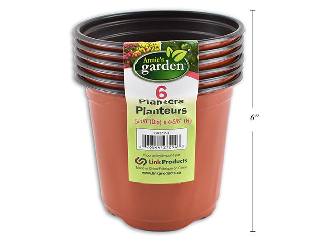 Pot d'empotage en plastique 5 po (paquet de 6)