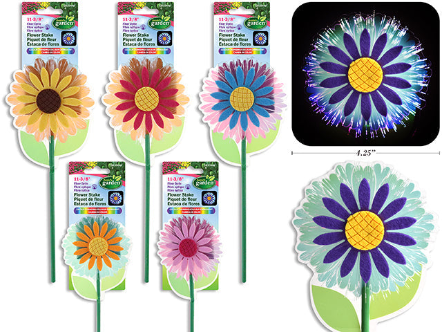 Piquet de jardin 11 po fleur en fibre optique qui change de couleurs