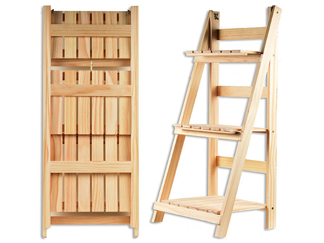 Étagère échelle à 3 étages en bois naturel 19,69 po