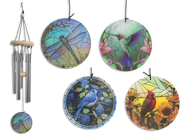 Carillon 20 po en bois et métal avec mosaïque en verre