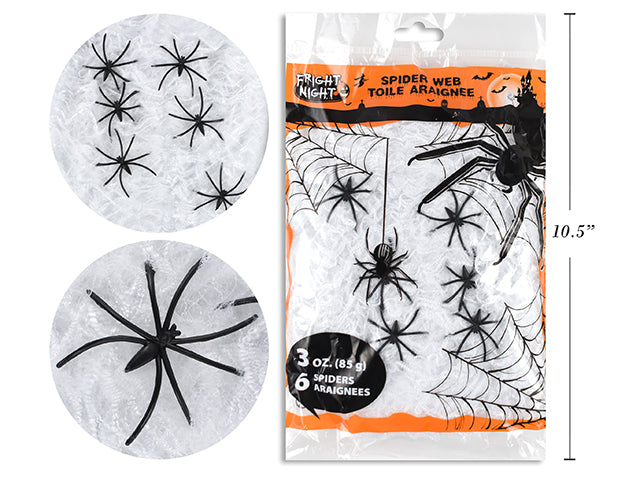 Toile d'araignée (3 oz) avec 6 araignées