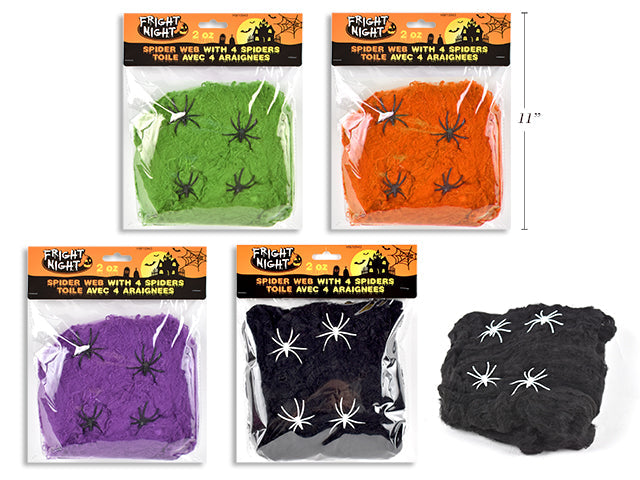 Toile d'araignée de couleur (2 oz) avec 4 araignées