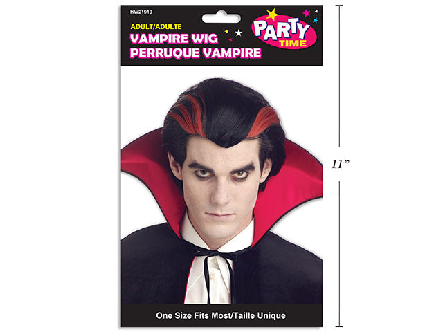 Perruque vampire noire et rouge pour adulte