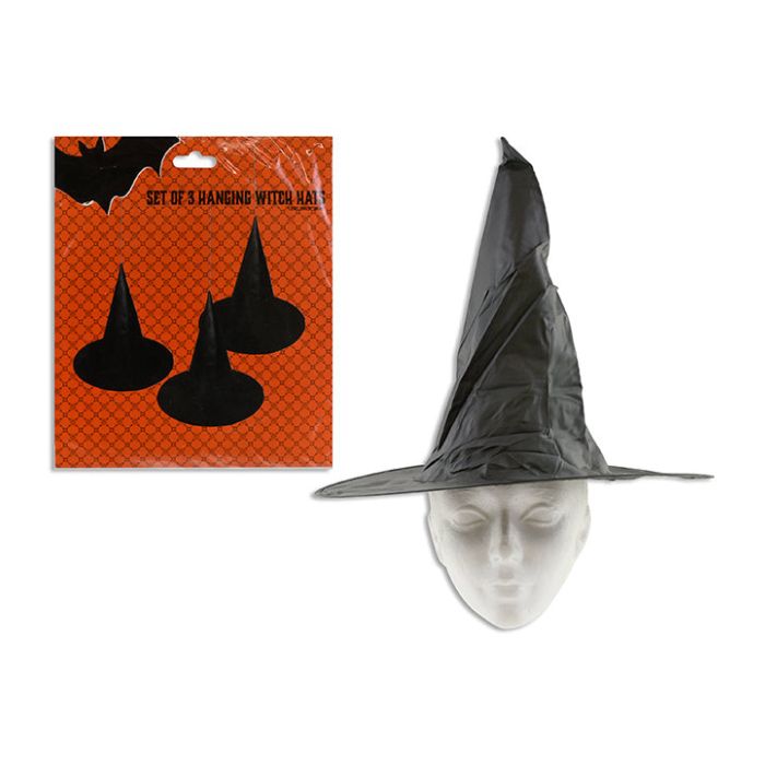 Chapeau de sorcière à suspendre 12,5 po x 15 po (paquet de 3)