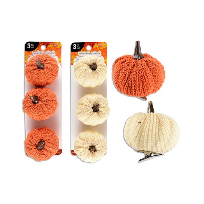 Citrouille en tricot 53 mm (paquet de 3)