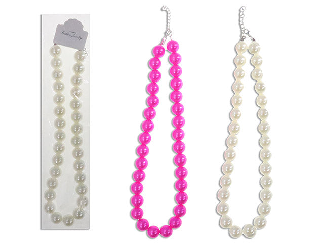 Collier de perles rose/blanc 20 po