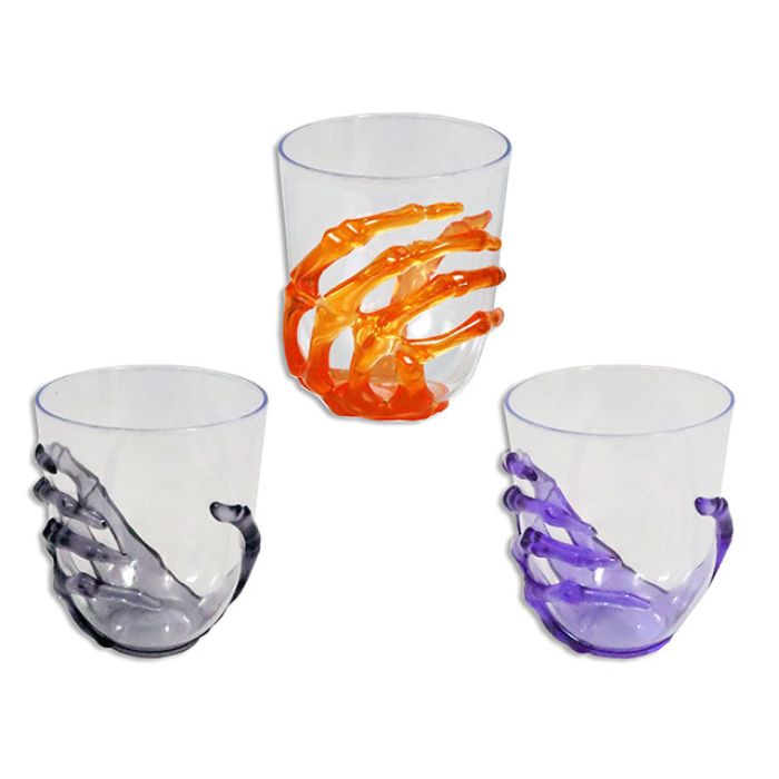 Verre en plastique 430 ml main de squelette