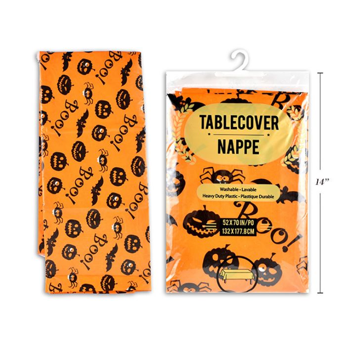 Nappe en flanelle 52 po x 70 po orange avec motif d'Halloween