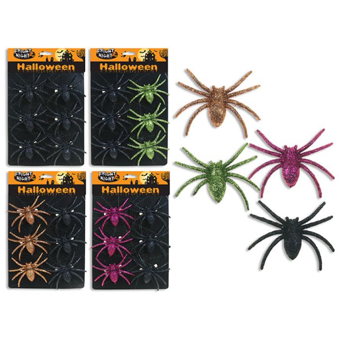 Araignée à paillettes en plastique (Paquet de 6)