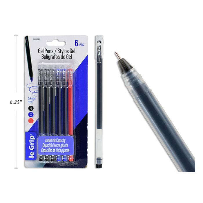 Stylo gel 0,5 mm Le Grip (Paquet de 6)