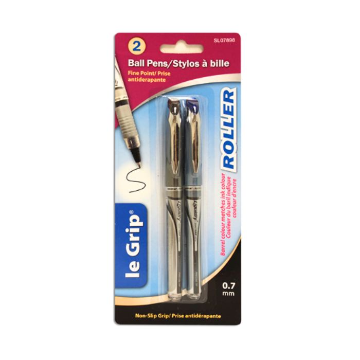 Stylo à bille 0,7 mm Le Grip encre bleu et noir (paquet de 2)