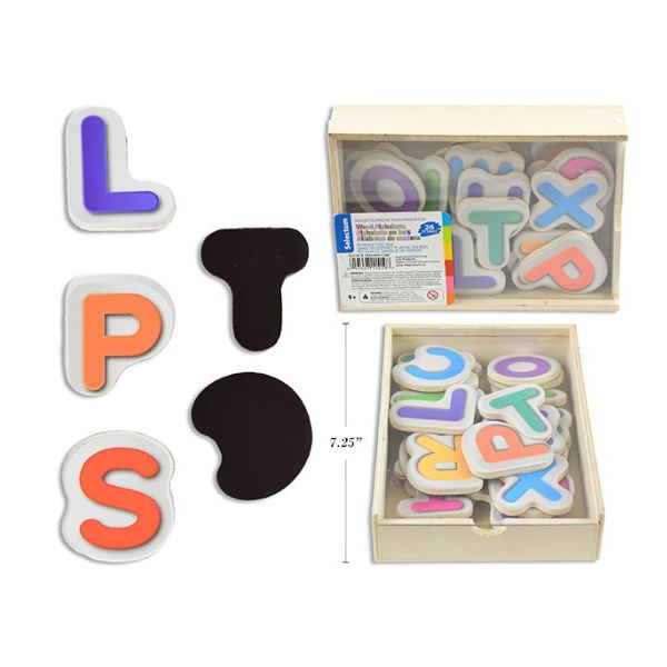Lettres magnétiques en bois 4,5 cm à 5 cm (boîte de 26)