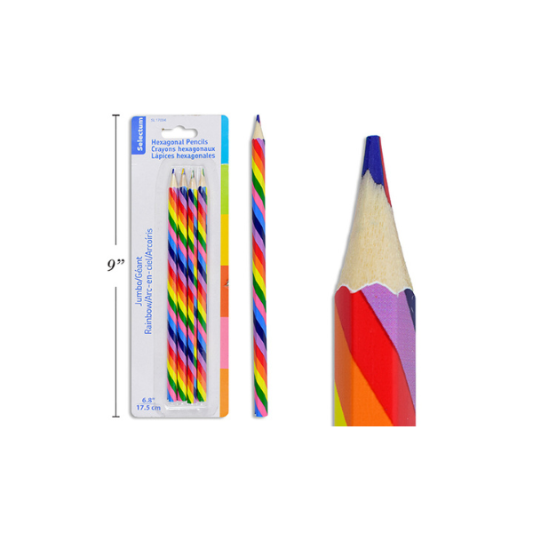 Crayon hexagonal arc-en-ciel (paquet de 4)