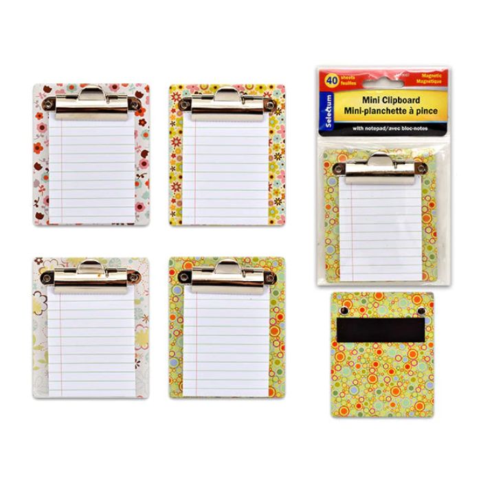 Mini-planchette à pince 4 po x 3,5 po avec bloc notes (40 feuilles)