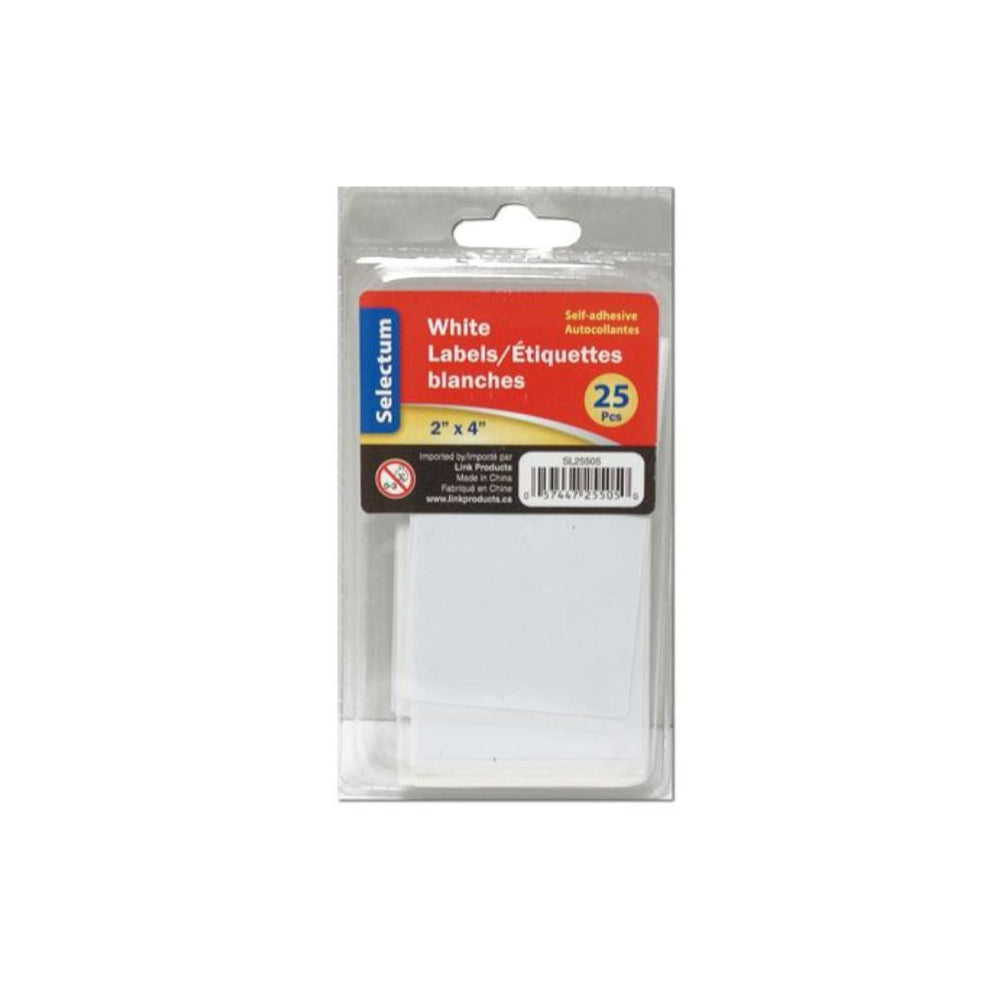 Étiquette autocollante blanche 2 po x 4 po Selectum (paquet de 25)