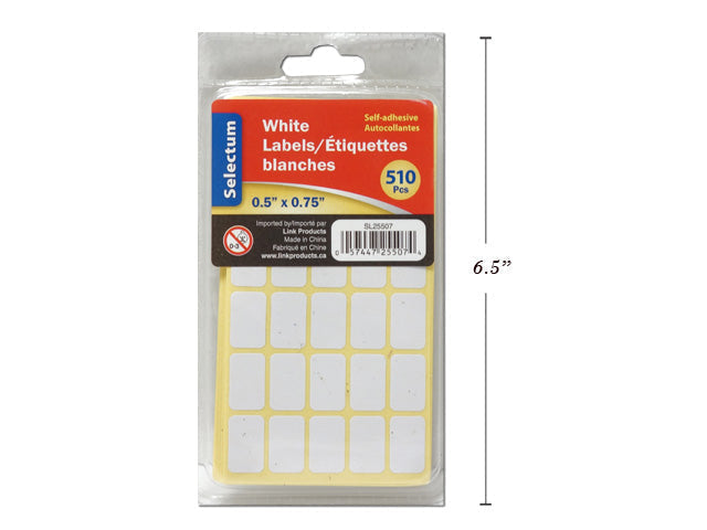 Étiquette blanche autocollante 0,5 po x 0,75 po (paquet de 510)