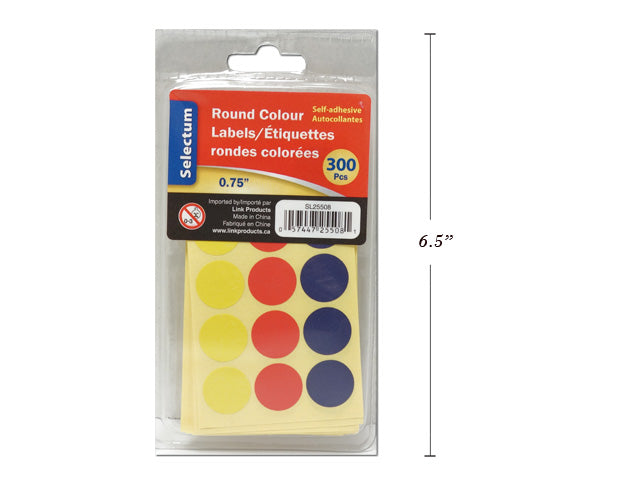Étiquettes rondes de couleur (paquet de 300)