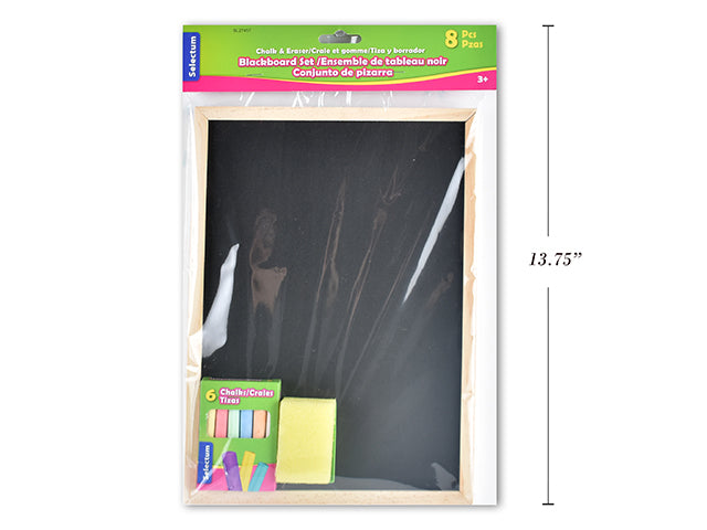 Ensemble de tableau noir 29 cm x 21 cm, craies et efface de 8 morceaux pour les 3 ans et plus