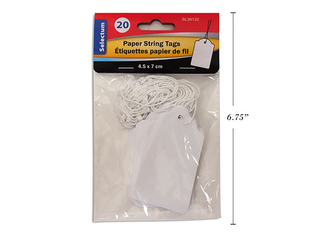 Étiquette en papier 4,5 cm x 7 cm avec ficelle (paquet de 20)