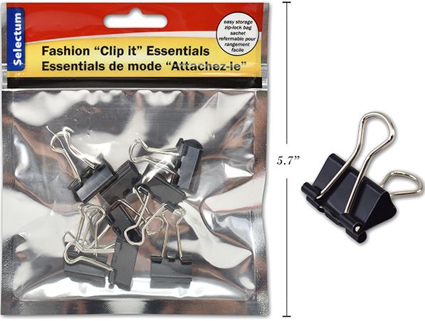 Pince-notes noires Selectum 0,75 po (paquet de 8)