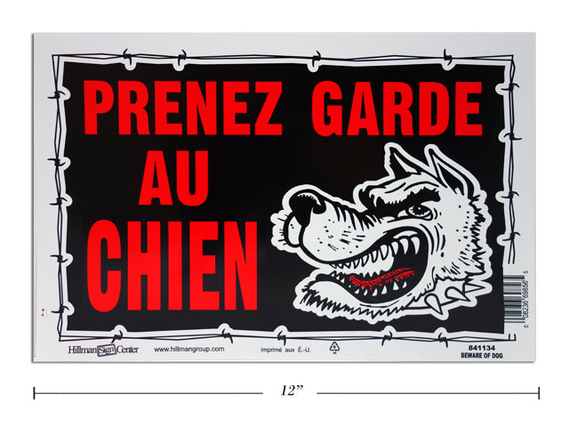 Affiche 8 po x 12 po prenez garde au chien