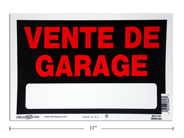 Affiche 8 po x 12 po vente de garage