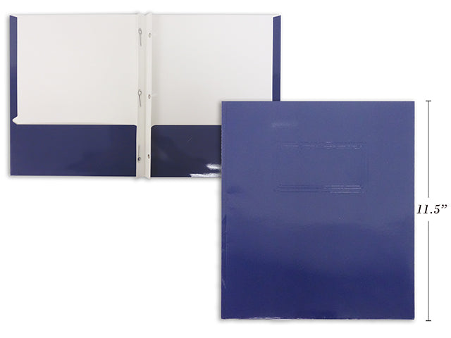 Duo-tang ciré avec pochettes bleu foncé