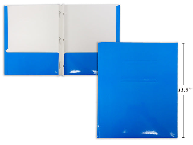Duo-tang ciré avec pochettes bleu