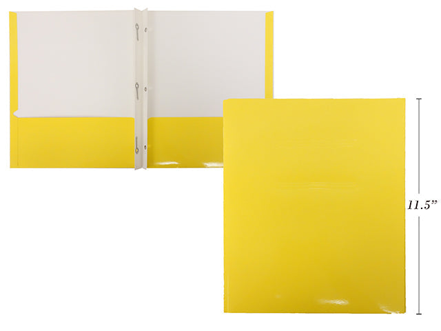 Duo-tang ciré avec pochettes jaune