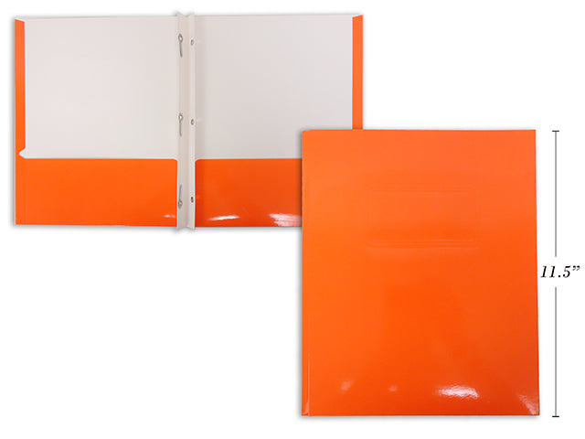 Duo-tang ciré avec pochettes orange