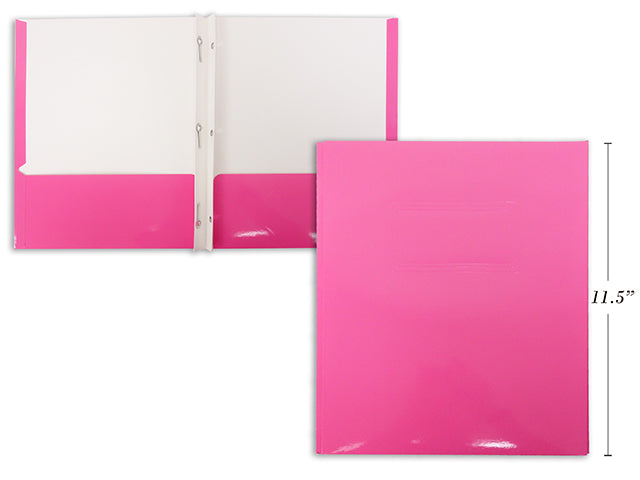 Duo-tang ciré avec pochettes rose